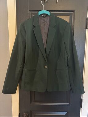 Express Women's Dark Green Single-Button Blazer